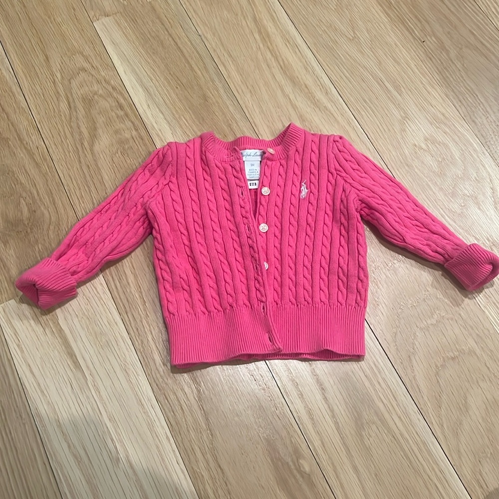 Ralph Lauren hot pink baby cardigan sweater size 9m